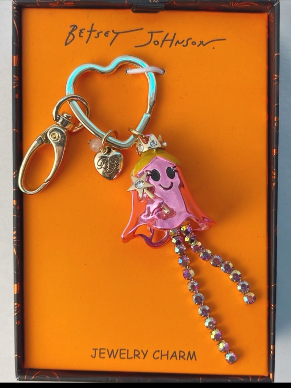 NWT Betsey Johnson Pink Metallic Princess Ghost Bag Charm • Glinda Vibes